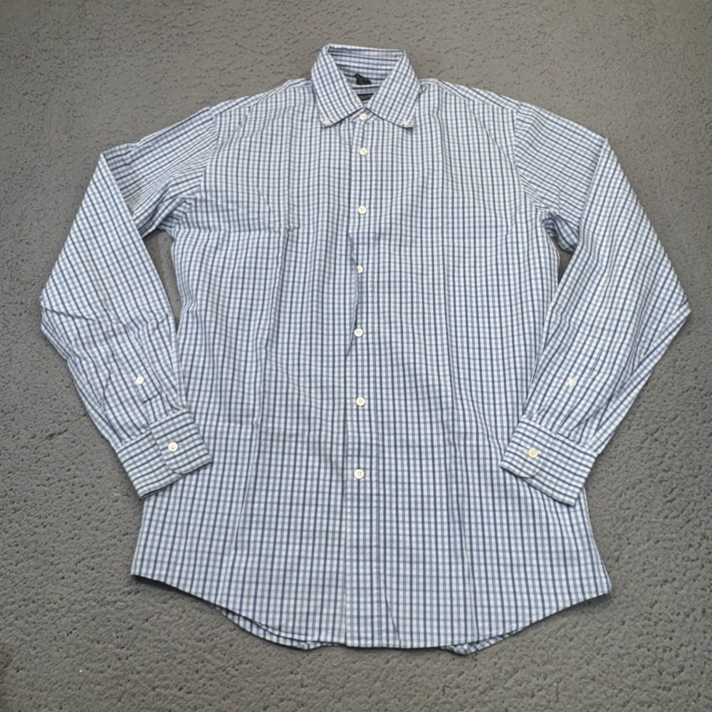 Bergdorf Goodman Shirt Mens Small Blue Gingham Check‎ Button Down Preppy Italy
